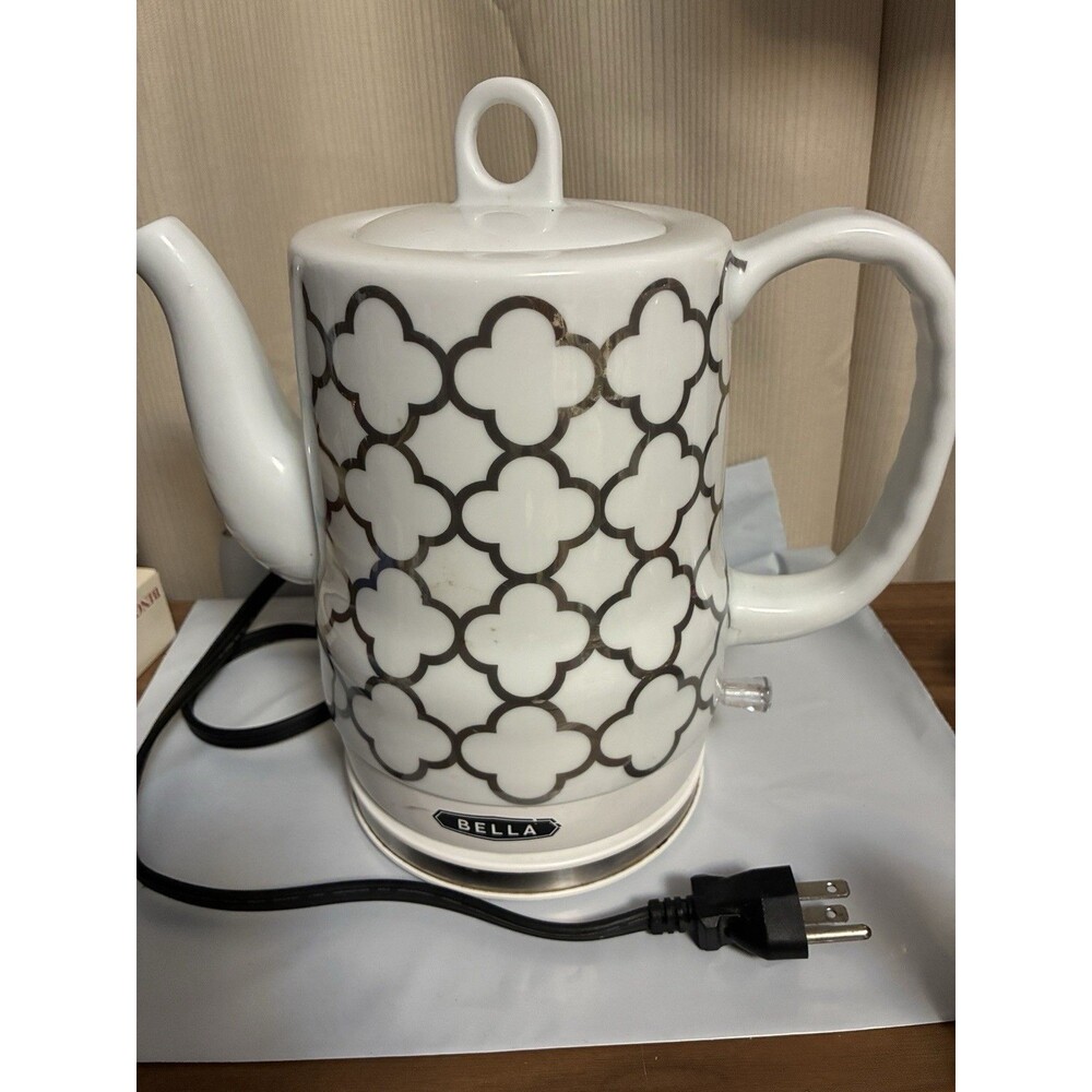 BELLA Electric Ceramic 1.5 L Tea Kettle Model KE7937-A White & Silver